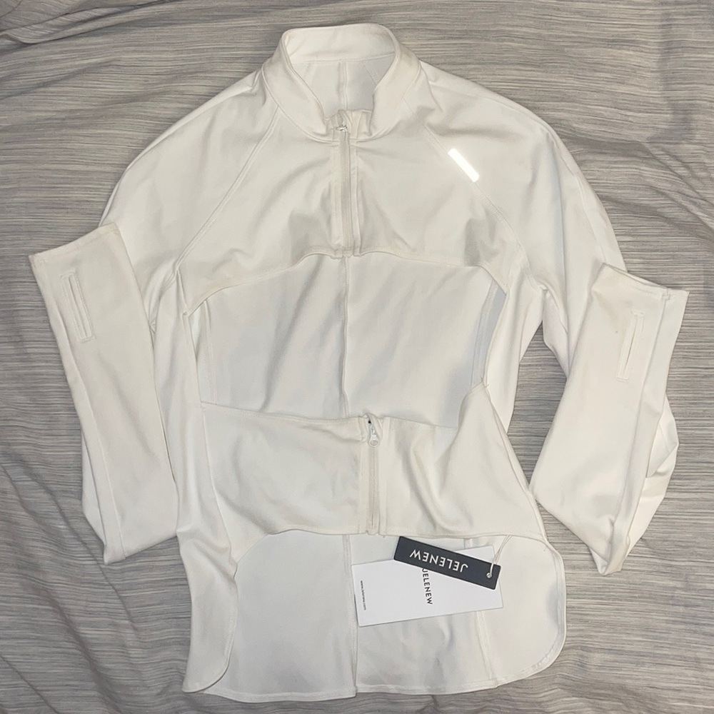 Jelenew WHITE cut-out cycling zip up